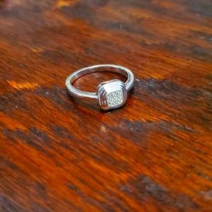 Vintage sterling silver diamond chip ring